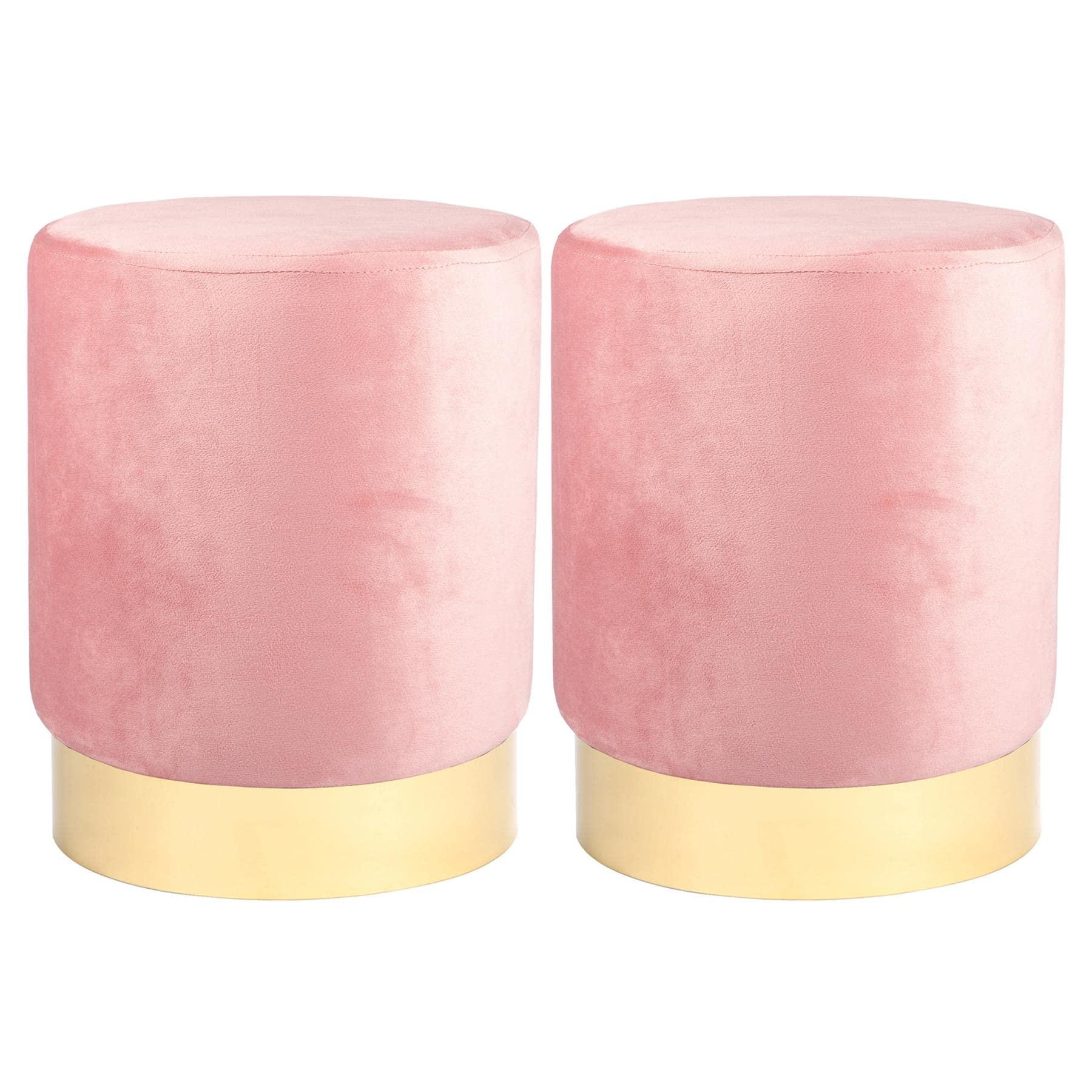Harbour Housewares Round Velvet Pouffes - Luxe Living Room Bedroom Dressing Table Accent Footstool - 29 x 36cm - Pink โ image 1
