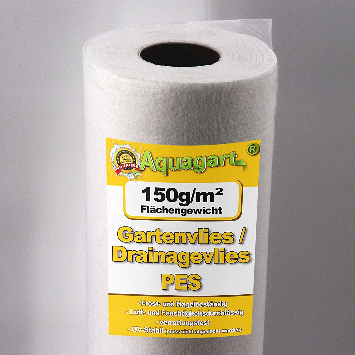 Aquagart Unkrautvlies weiß - 150g PES Drainagevlies I Schutz vor Unkraut I Gartenvlies & Unkrautsperre I Wasserdurchlässige Unkrautfolie I Schutzvlies für Garten & Teich 1m breit (50m2 Vlies)