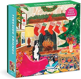 Galison Fireside Friends 1000 Piece Puzzle in Square Box from Galison - Holiday Puzzle for Adults with Beautiful Artwork, Thick and Sturdy Pieces, Makes a Wonderful Gift!