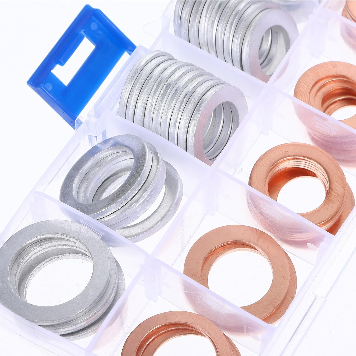 1 Box Copper and Aluminum Crush Wahser Assortment, Oil Drain Plug Gasket Metric Sealing Wahsers Assortment 10mm 12mm 14mm 16mm 18mm