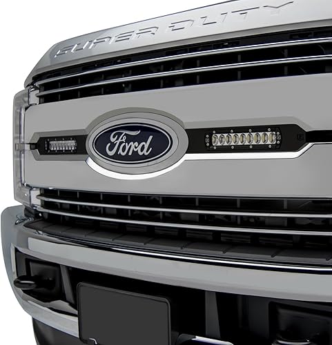 Miniatura 2 de 2017-2019 Ford Super Duty Lariat, King Ranch OEM Grille LED Kit con (2) barras de luz delgadas de una sola fila LED rectas de 6 pulgadas - PN