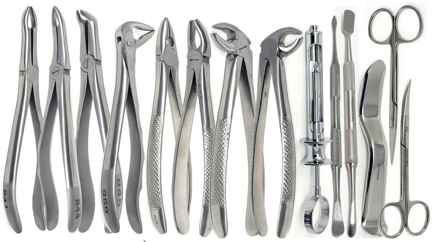 Premium Grade 80 Pcs Dental Extraction Extracting Scalers Forceps Elevators Oral Instruments Set Kit