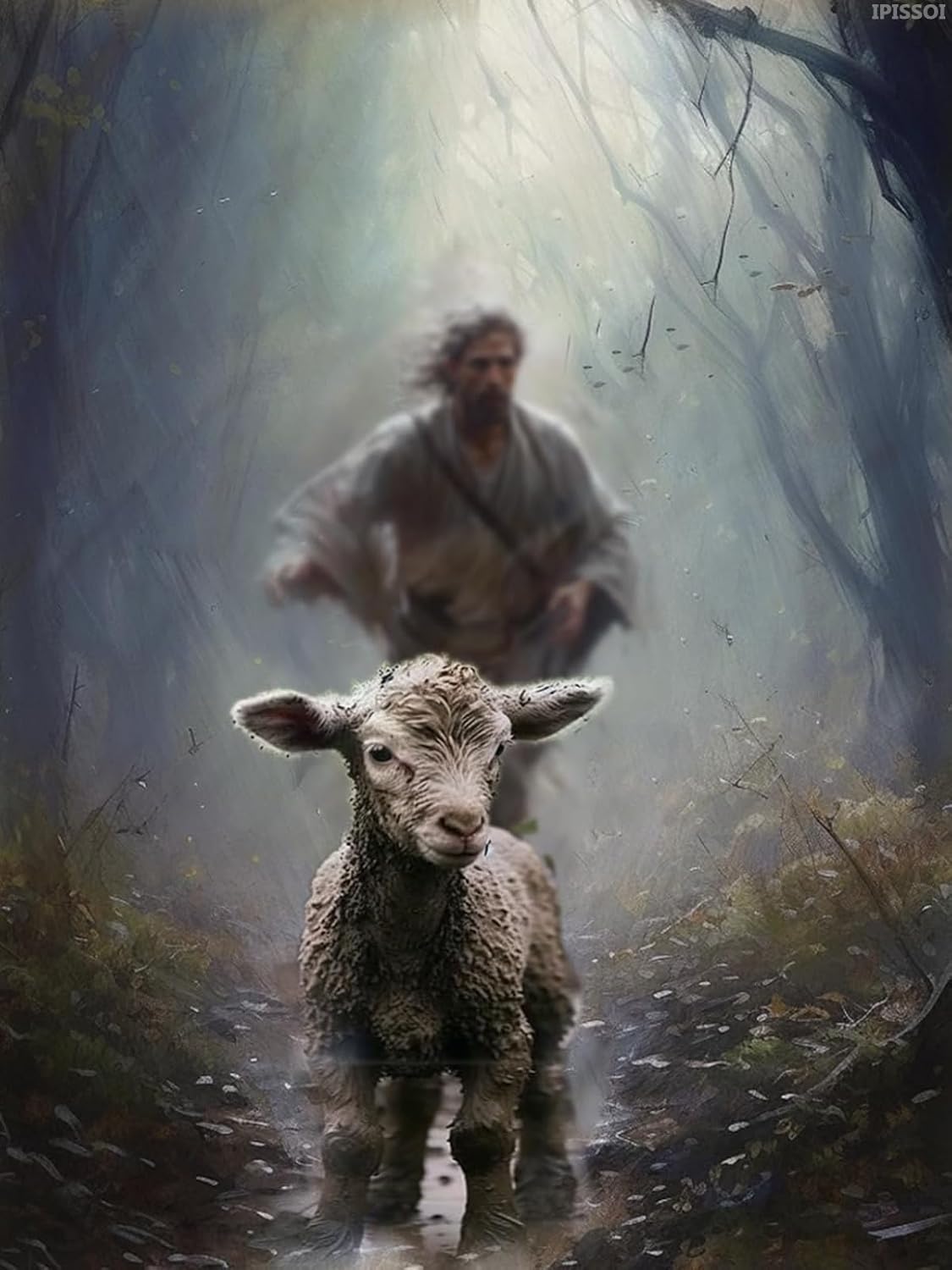 IPISSOI DIY 5D Diamond Art Kits Painting for Adults Jesus and Lamb Jesus Chasing After Lamb Picture Religious Christian 12x16inch