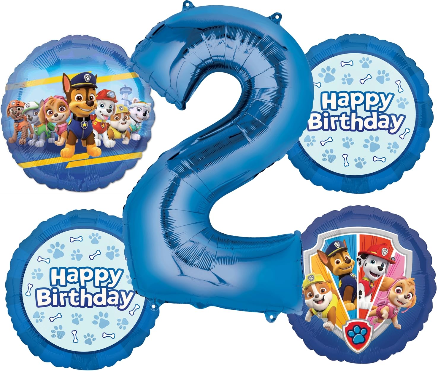 Anagram Paw Pups on Patrol 2nd Birthday Party Supplies Chase Marshall Rubble Skye and Everest Balloon Bouquet Decorations
