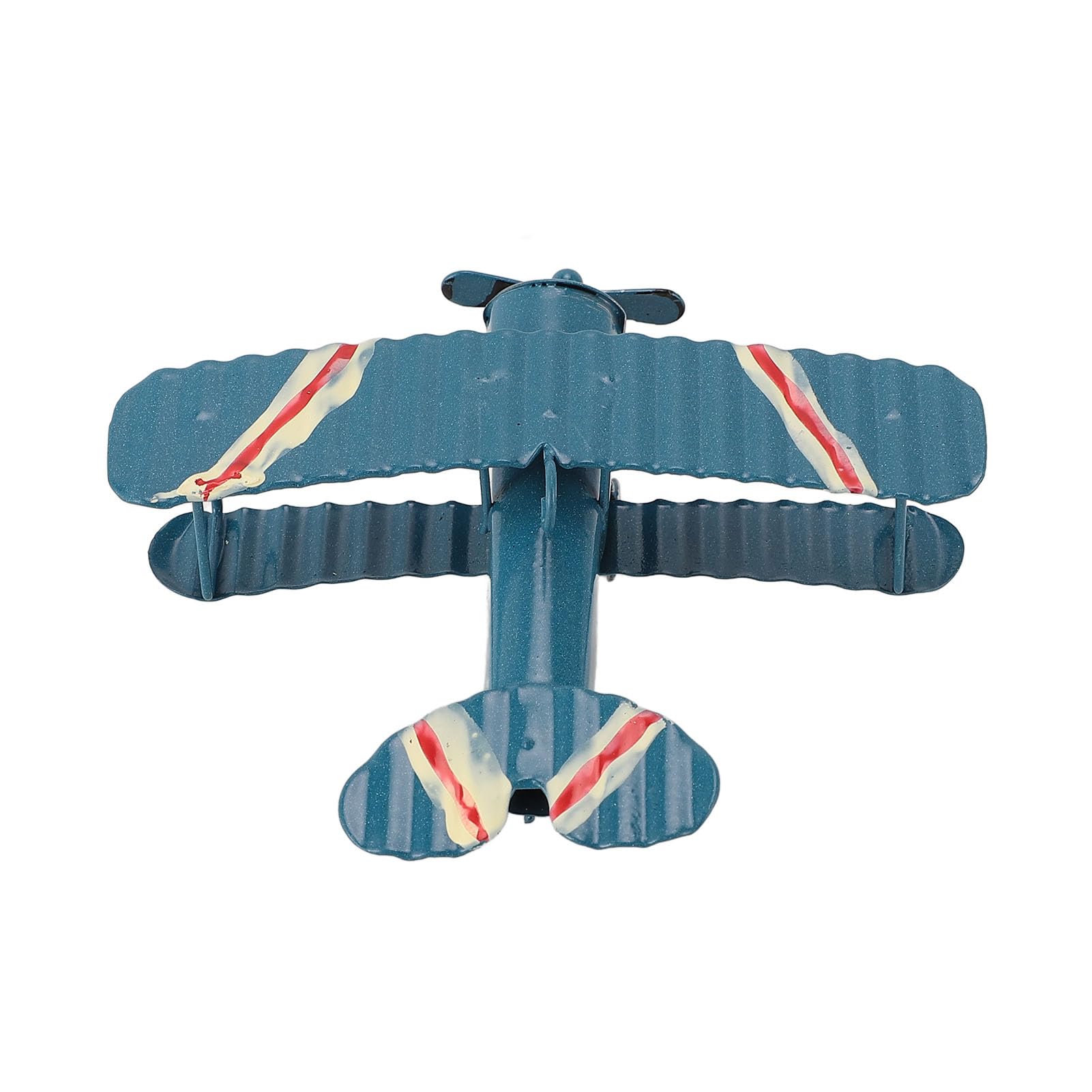 Modèle d'avion rétro, modèle d'avion vintage en métal forgé pour accessoires photo, décoration d'arbre, décoration de bureau (bleu