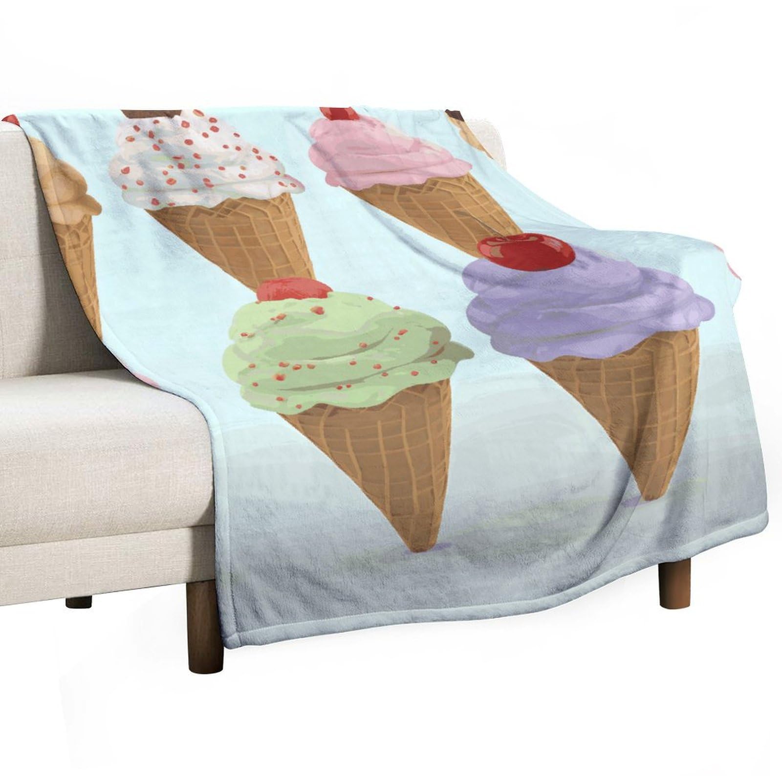 Couverture polaire douce pour cocooning sur canapé et lit motif glace