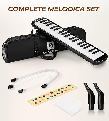 Miniatura 8 de Vangoa Teclado de piano de aire melódico soprano de 37 teclas con bolsa de transporte, 2 boquillas, paño de limpieza, calcomanías para llaves, color