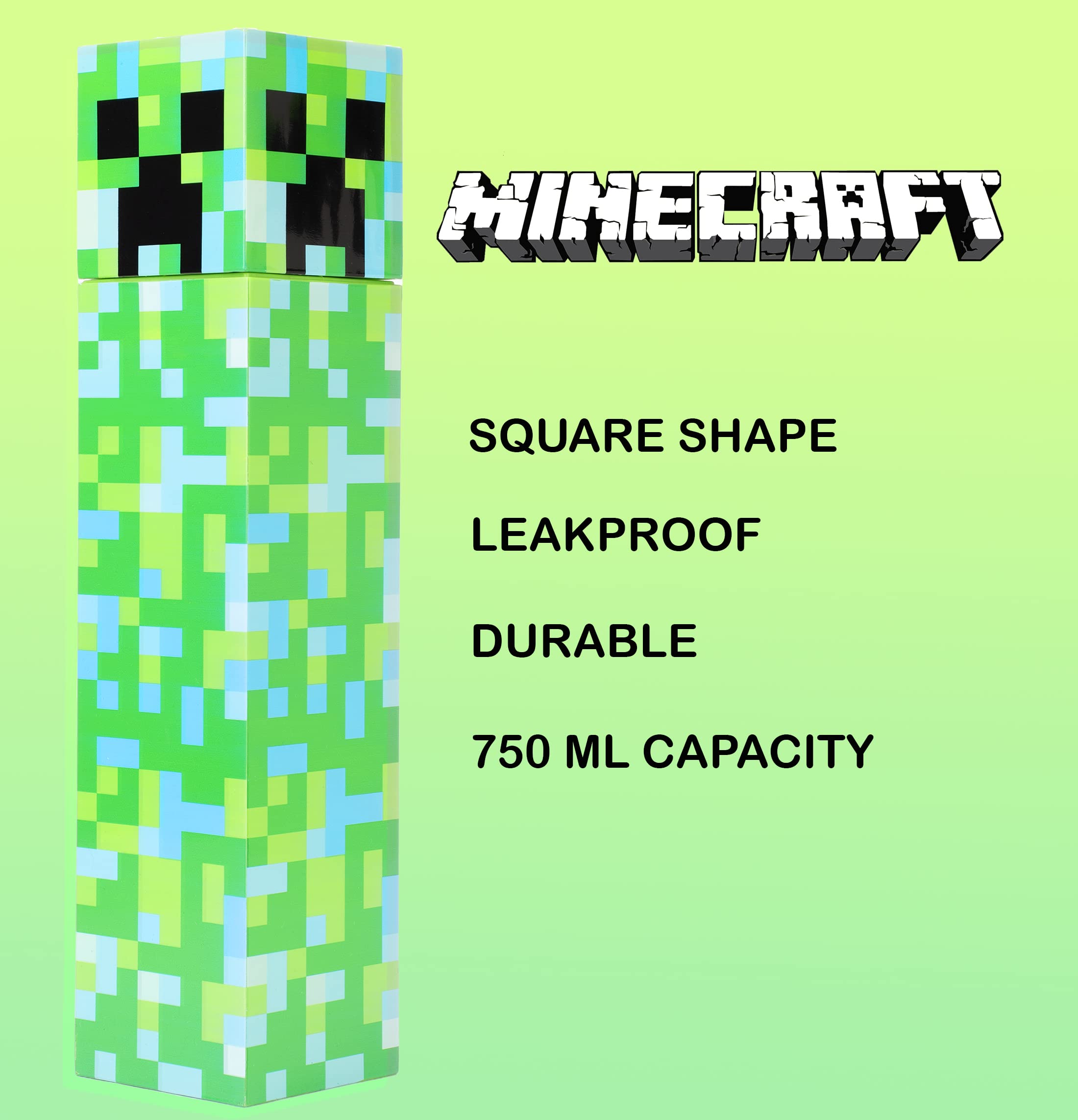 Bouteille D'Eau Minecraft Creeper - Gourde Enfant Acier Inoxydable 750ml Avec Design Pixelisé Officiel