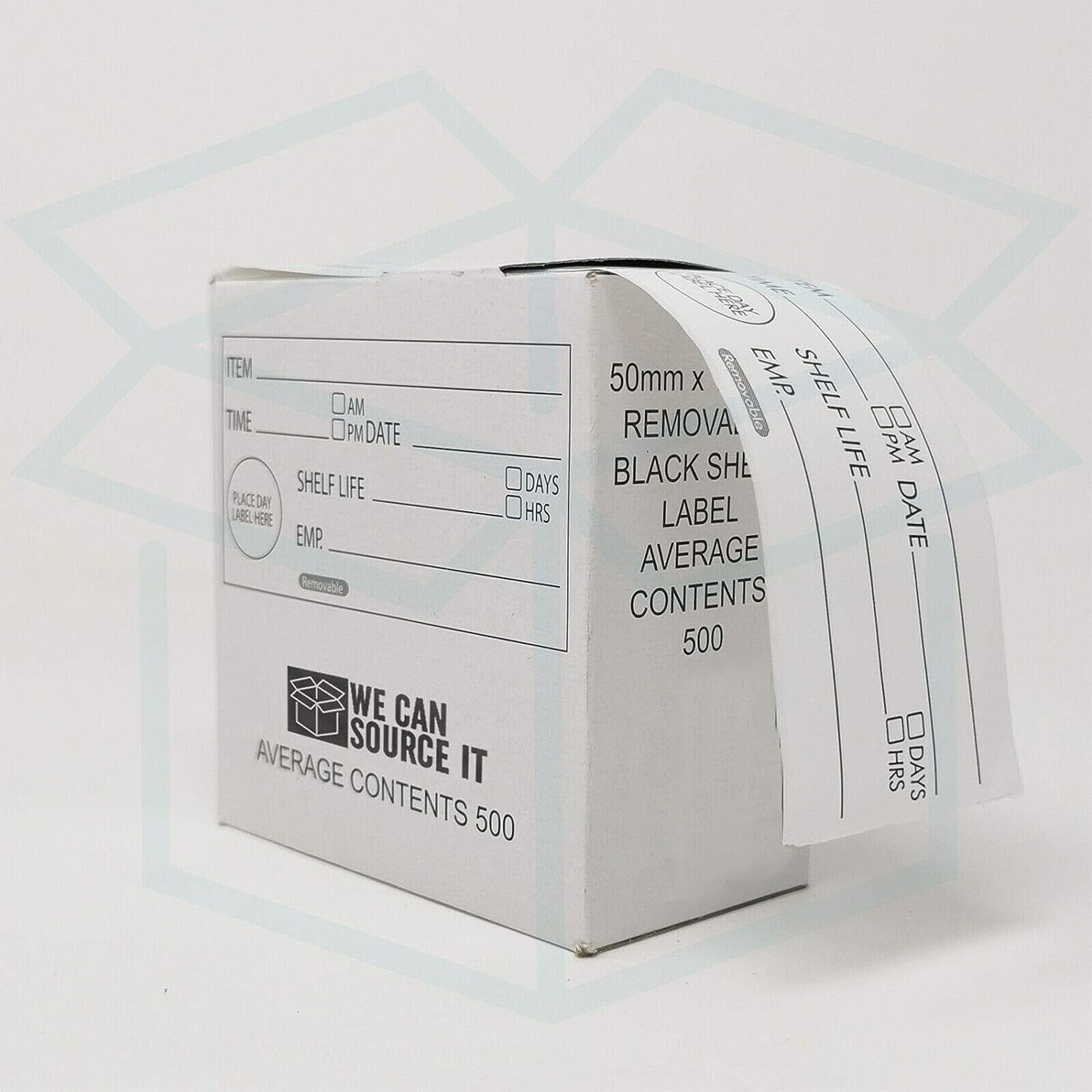 We Can Source It Ltd Black - Prepped Food Label With Cardboard Dispenser Box - 1 Roll Of 500 Shelf Life Day Dot Labels