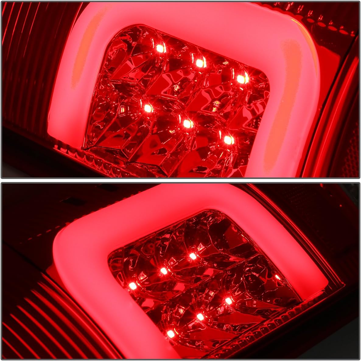 Auto Dynasty Rear Tail Lights Compatible with 2008-2016 Ford F-250 F-350 F-450 F-550 Super Duty, Driver and Passenger Side 3D LED C-Syle Brake Lamps, Chrome Housing Red Lens