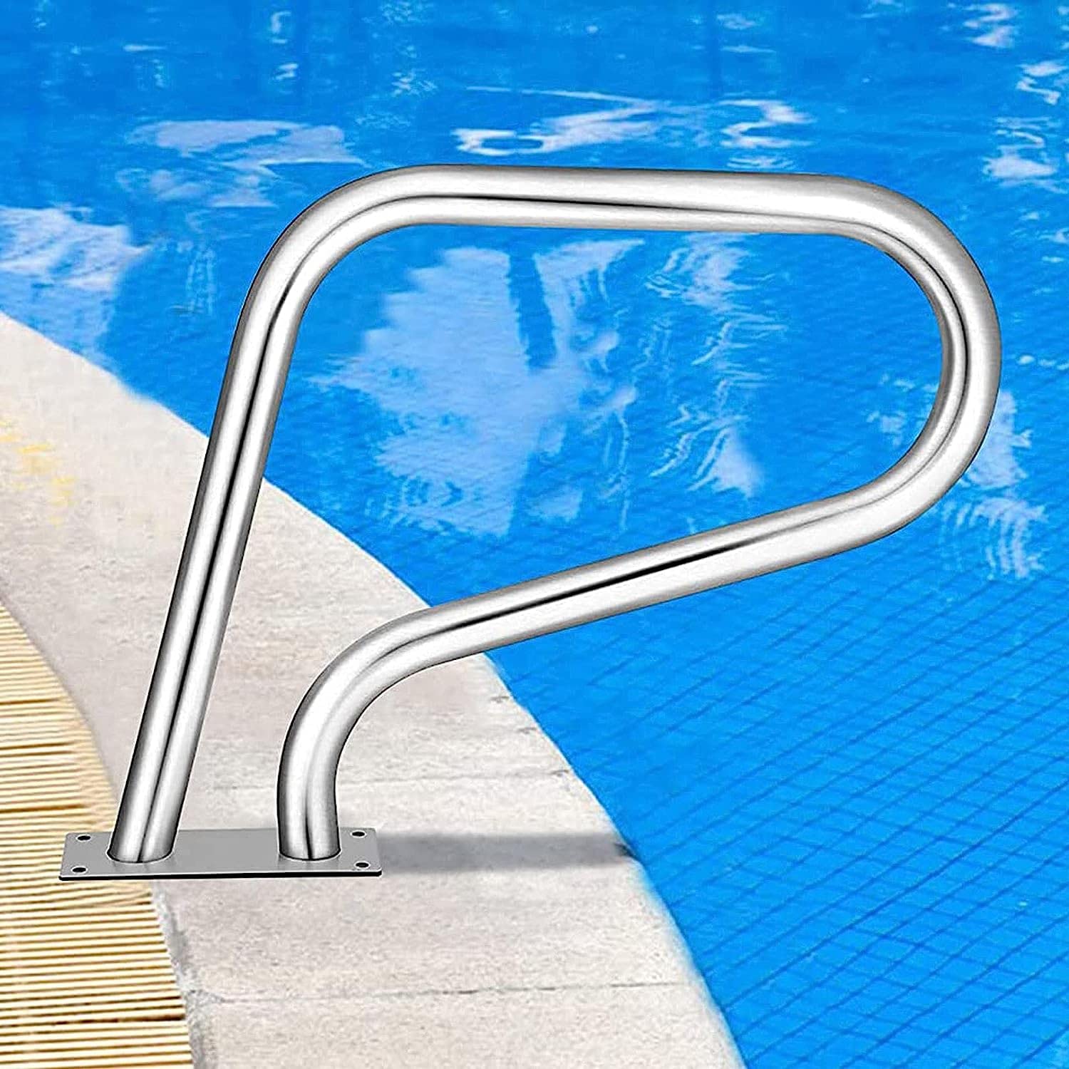Pool Swimming Pool Hand Rail, 304 Premium Stainless Steel Pool Hand Rail, 3-Bend Swimming Pool Safety Handrails, for Indoor Outdoor