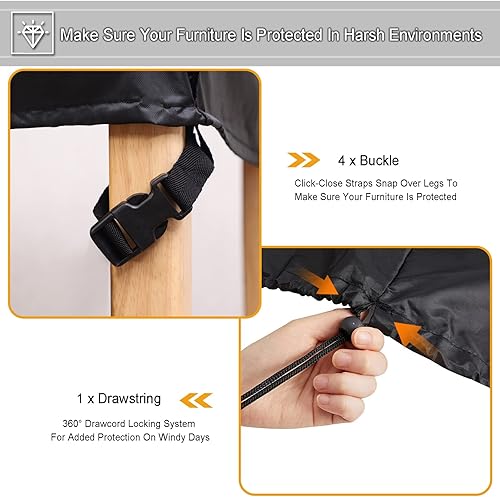 Miniatura 6 de Funda para mesa de exterior, impermeable, para exteriores, juego de muebles de mesa de patio, impermeable, protectora para sillas de mesa de jardín,