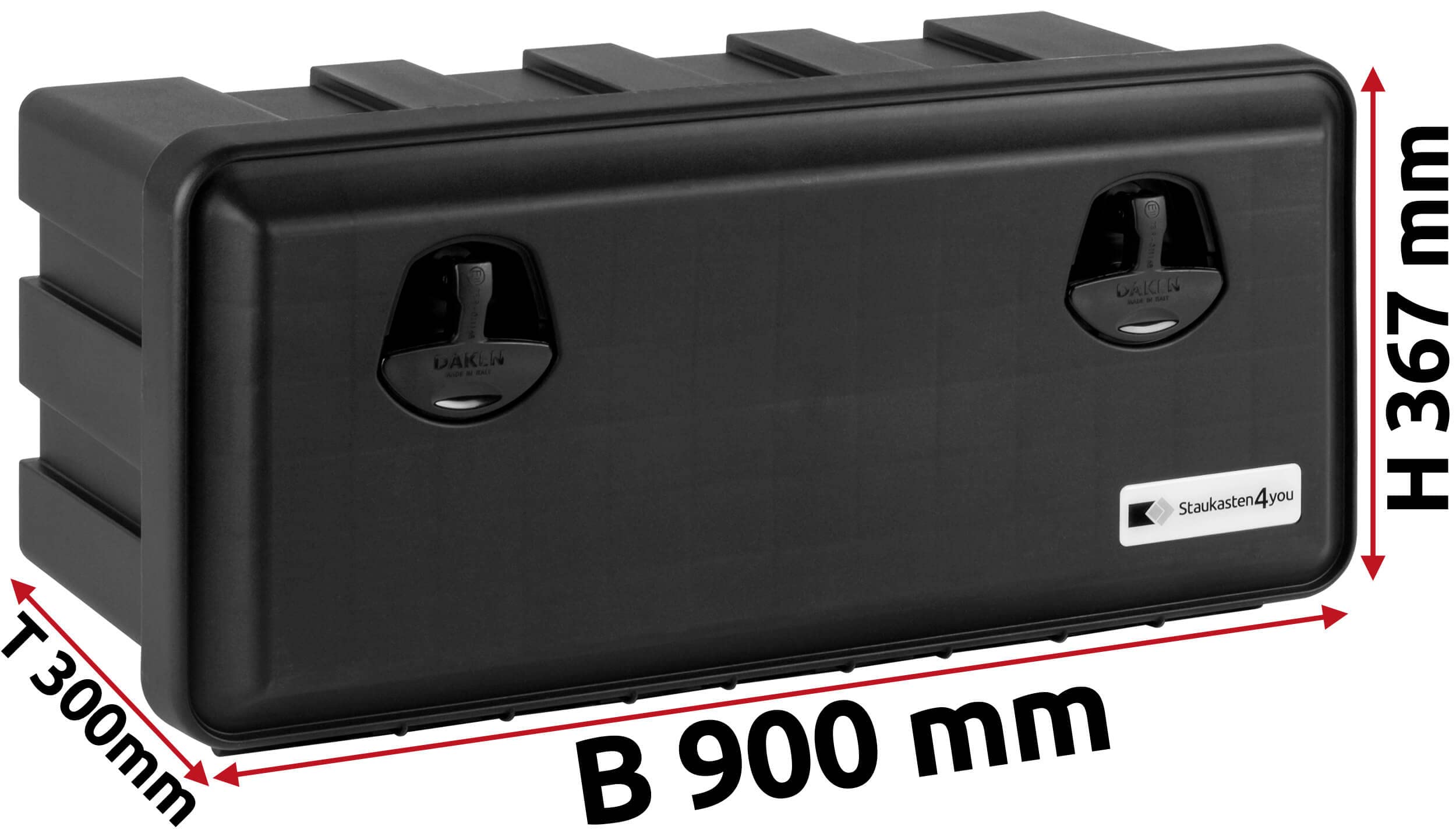 Cassetta degli attrezzi rettangolare in polipropilene, coperchio a cerniera laterale, resistente all'acqua, 90 x 30 x 36.7 cm, 57 litri, 5.4 kg, max 50 kg