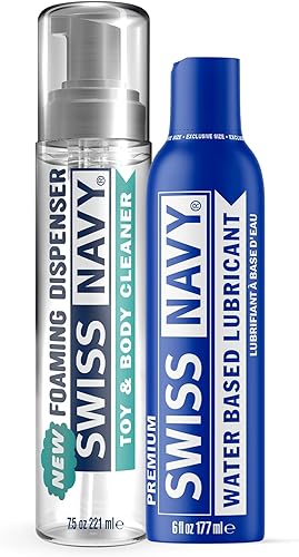 SWISS NAVY Limpiador espumoso Toy & Body de 7 oz y lubricante personal a base de agua premium de 6 onzas