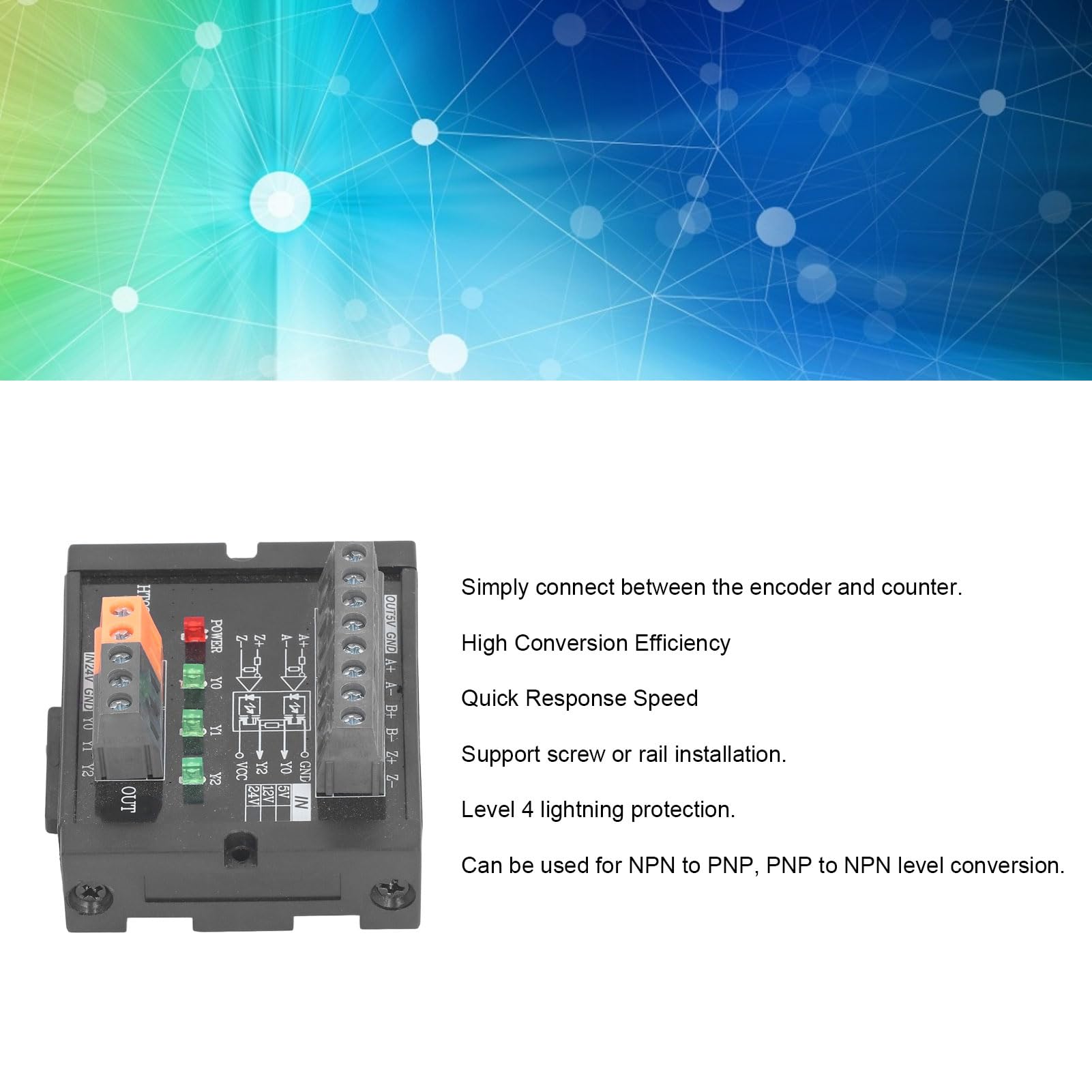 Modulo Convertitore di Segnale a 3per Encoder, Converte il Segnale TTL EIA422 423 in Uscita NPN PNP HTL TTL con Elevata Efficienza di Conversione (5V)