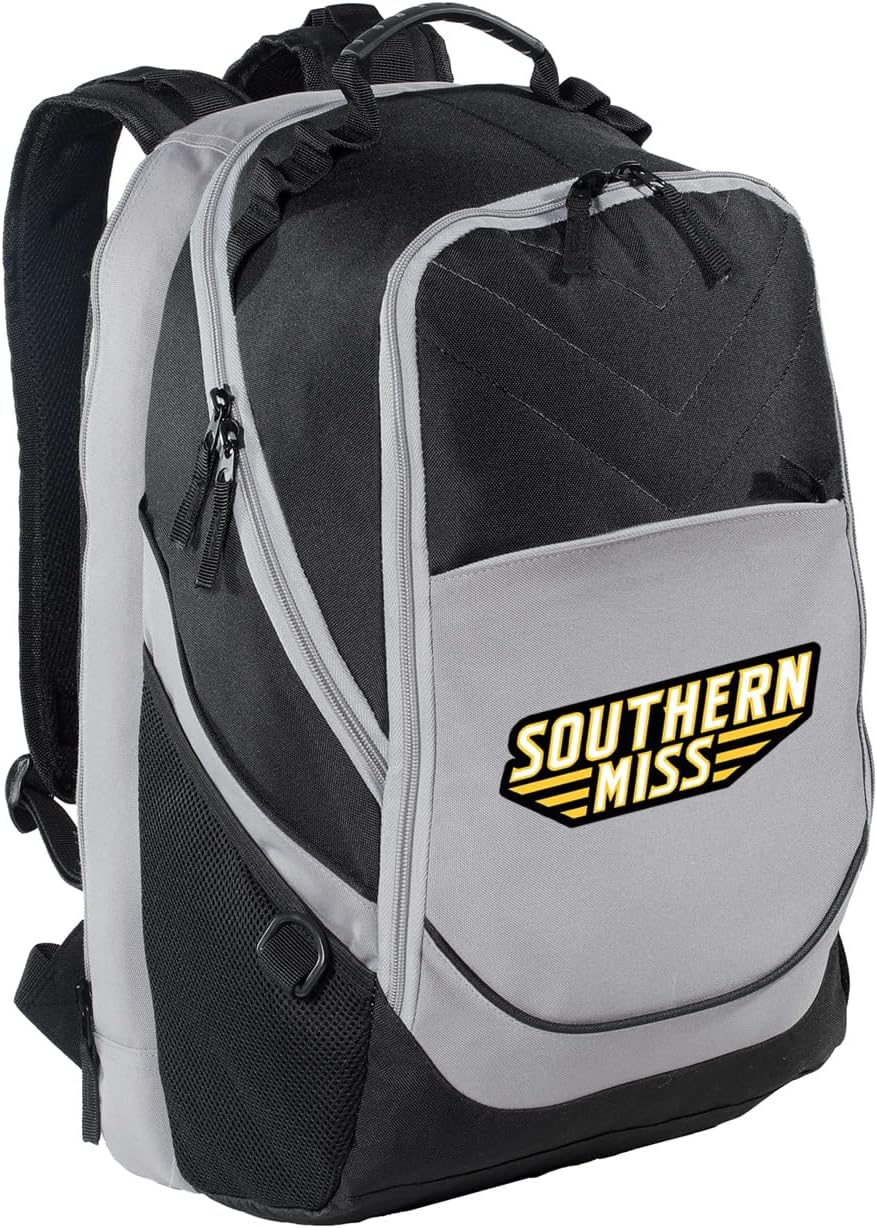 Broad Bay Southern Miss Backpack Laptop Computer Bag Official University of Southern Mississippi Backpack (Black & Gray)