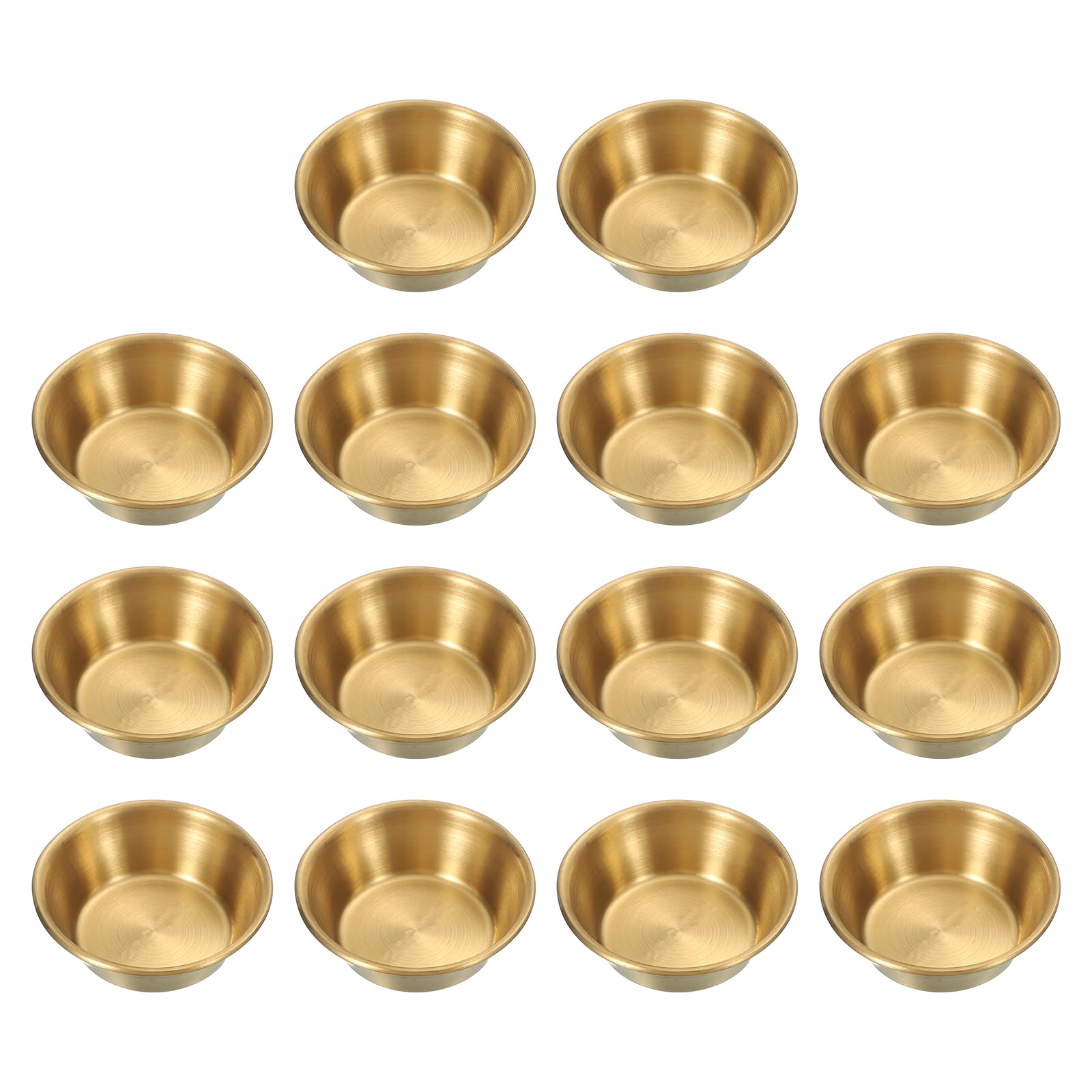 QUARKZMAN 2.8 Pulgadas Mini Salsera De Acero Inoxidable, 14 Piezas Tazones Redondos Para Condimentos Platos De Aperitivo Recipiente Para Salsas, Dorado