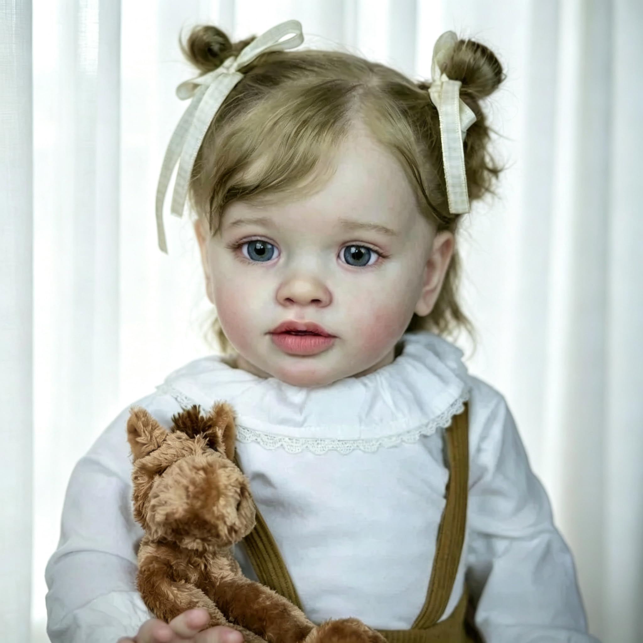 66 cm Reborn Kleinkind-Puppen Mädchen weiches Silikon Vinyl Neugeborene Babypuppen mit braunem Overall, realistische Reborn-Babypuppe, lebensechte Neugeborene, Kleinkinder, die echt aussehen