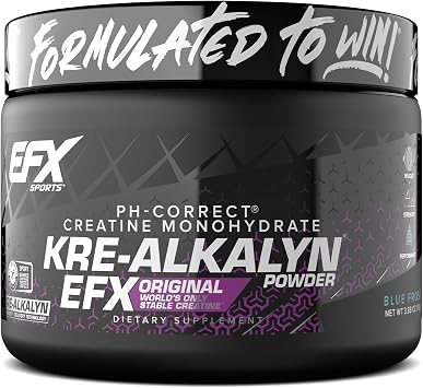 EFX Sports Kre-Alkalyn EFX Powder | pH Correct Creatine Monohydrate Powder Supplement | Strength, Muscle Growth & Performance | 55 Servings Blue Frost