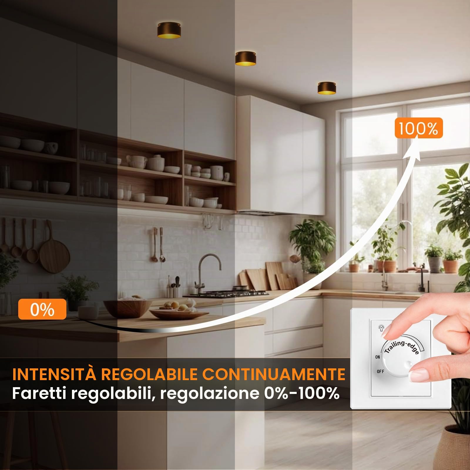 KYOTECH Faretti led Soffitto Moduli LED Sostituibili,Faretto Led Interno Dimmerabile,Regolabile 3000K/4000K/6500K,Faretti Led da Incasso per Cartongesso, 4.9W 500LM,Diametro Foro 65-68mm Set di 4