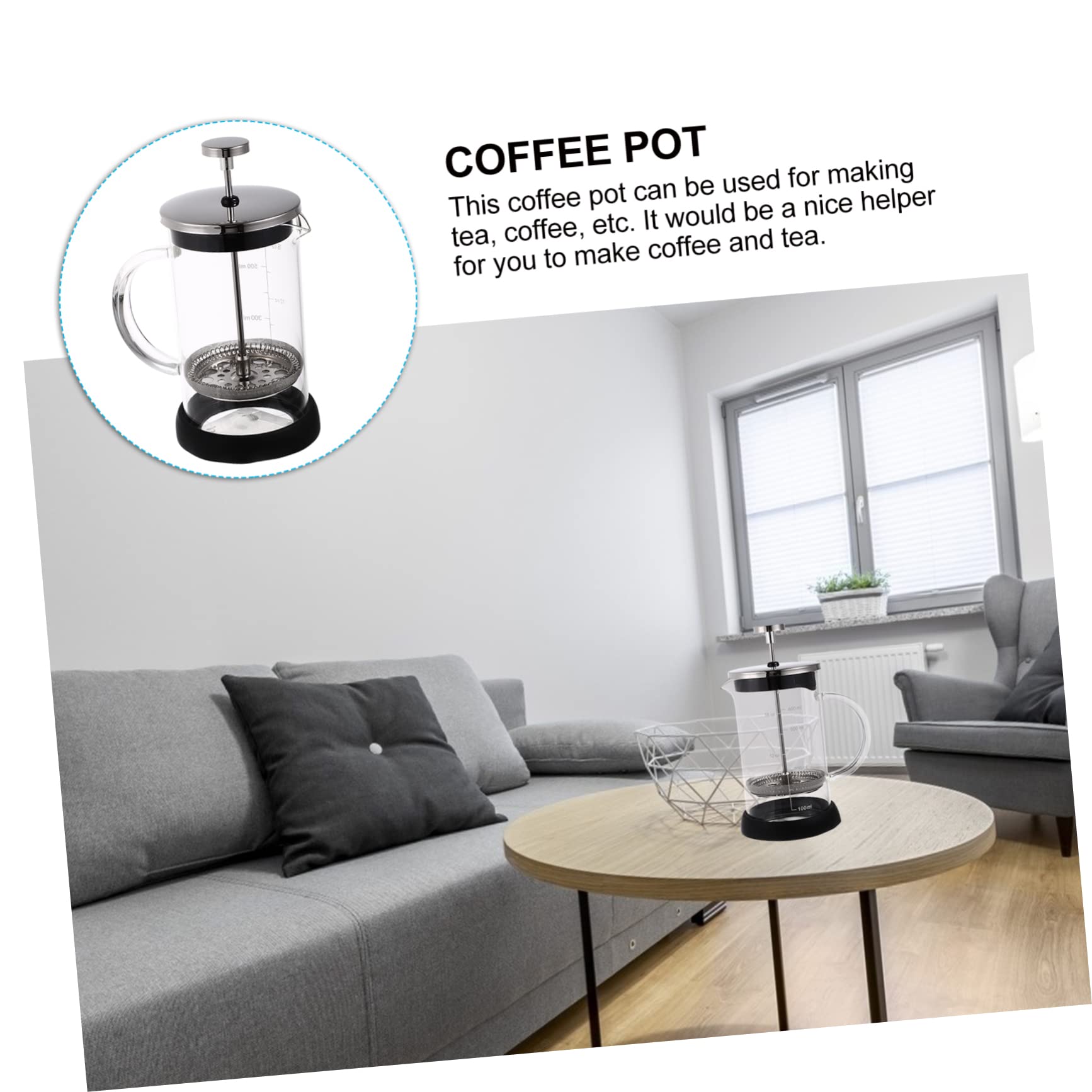 Unomor 1pc Transparent with Scale Practical Coffee Maker Espresso Pot for Home Brewing for