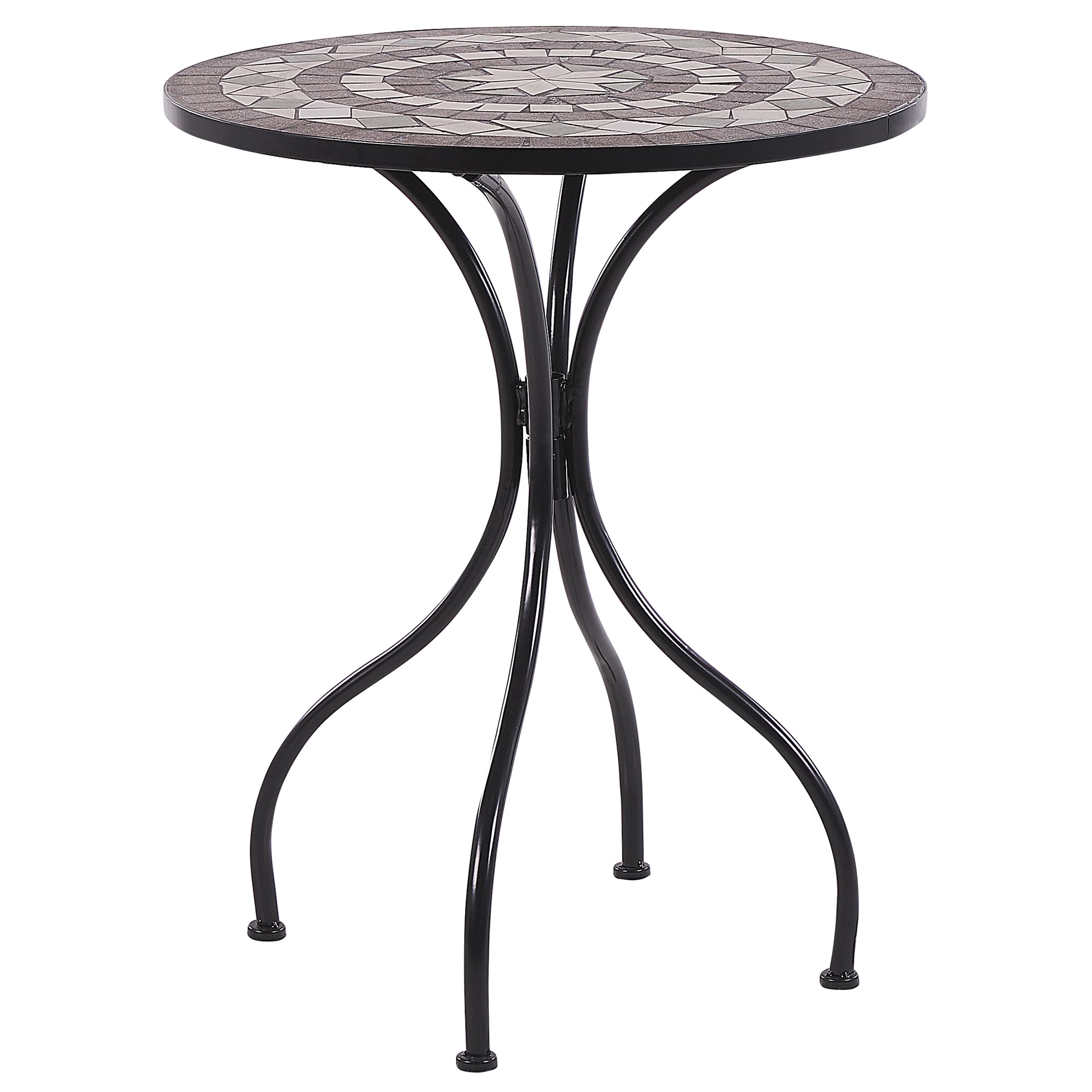 Table d'Extérieur en Métal Noir Style Vintage Mosaïque Cariati