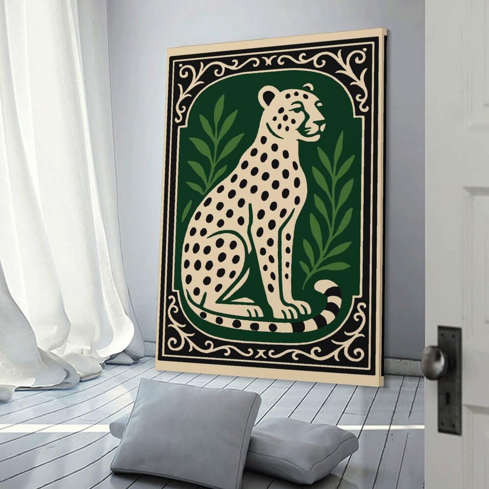 Junmoney Decorative Canvas Print Cheetah in Decorative Frame, 20x30inch(50x75cm), for Entrance Spaces, Stair Walls Or Halls, A Neat Decor Update for Hallways