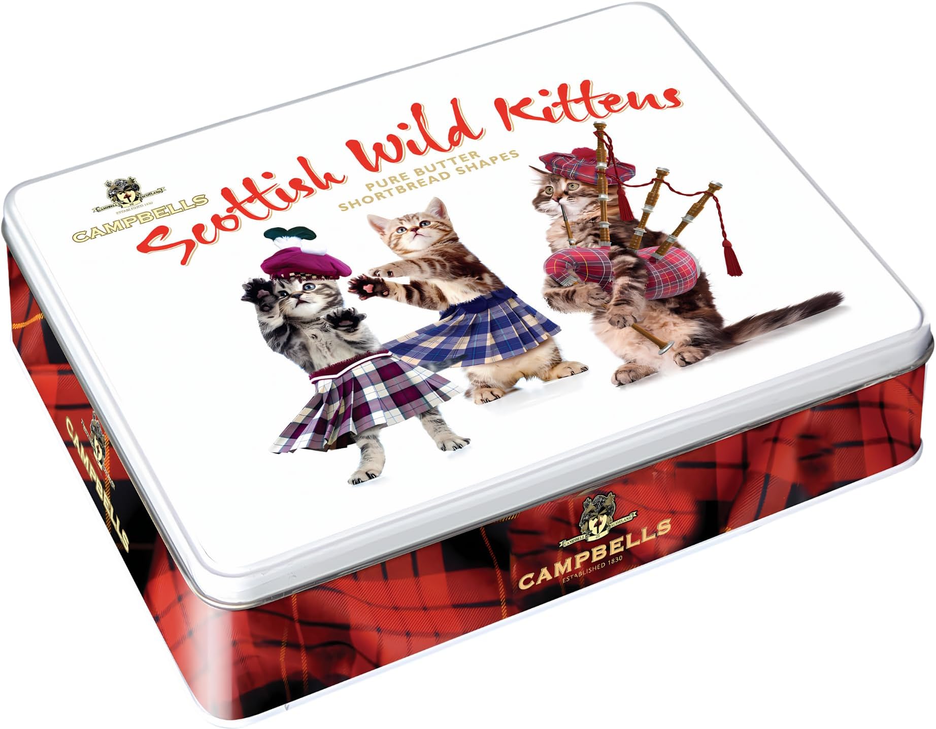 Campbells Shortbread Scottish Wild Kittens Assorted Cookies Tin 5.3 Oz (150g) - Pure Butter Scottish Shortbread Cookies from Scotland, British Tea Biscuits, Assortment Gift Tin for Cat Lovers