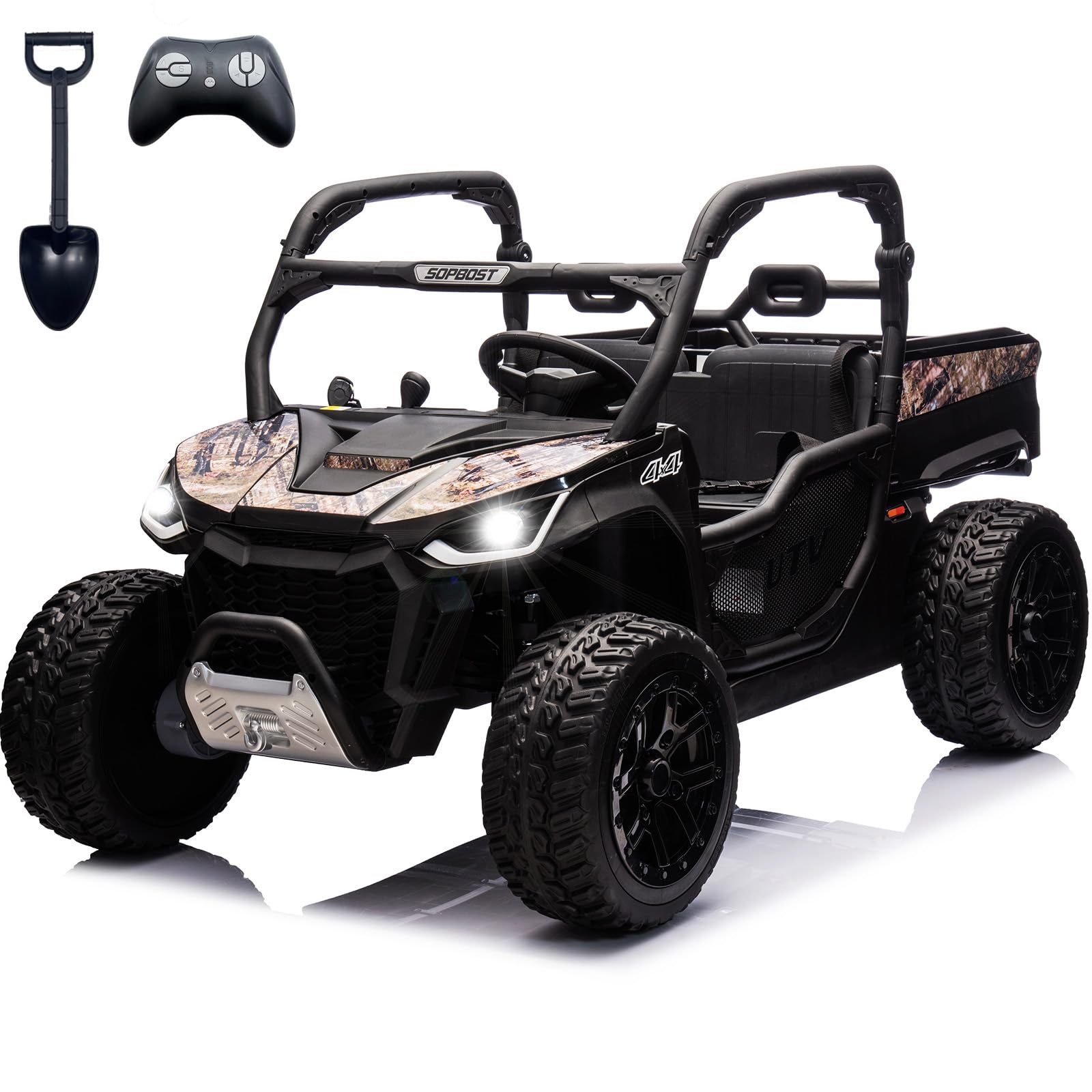 NEWQIDA 2 Seater Kids UTV 24V Ride on Toy for Kids 3-8 Side by Side, Black