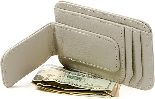 Vista 6 de Goson Cartera de cuero con clip para dinero para hombre, billetera de bolsillo frontal, tarjetero de crédito, cartera minimalista delgada