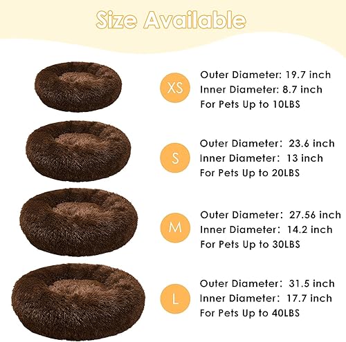Miniatura 2 de SlowTon Cama calmante para perros pequeños, medianos y grandes, tapete acolchado con forma de dona, acogedora, cálida, antiansiedad, para perros y