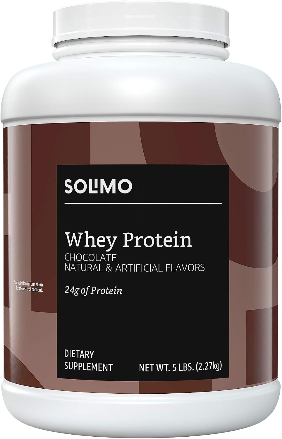 Amazon Brand - Solimo Whey Protein Powder, Chocolate, 5 Pound Value Size (57 Servings)