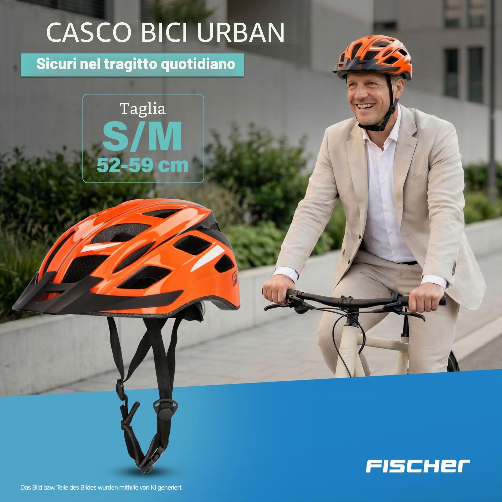 FISCHER adulti Urban Sport Casco da bicicletta, Orange, S/M