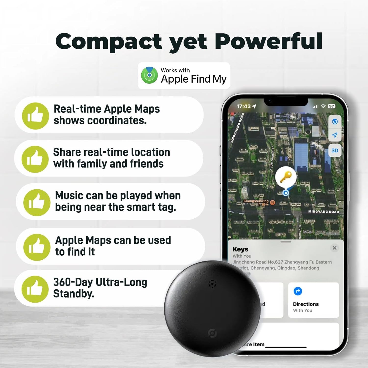Air Tracker Tags (1-Pack) |Smart Tracker Works with Apple Find My App (iOS Only), Versatile Tracker for Keys, Luggage, Satchels, Suitcases, Backpacks & Pets – Replaceable Battery - Image 6
