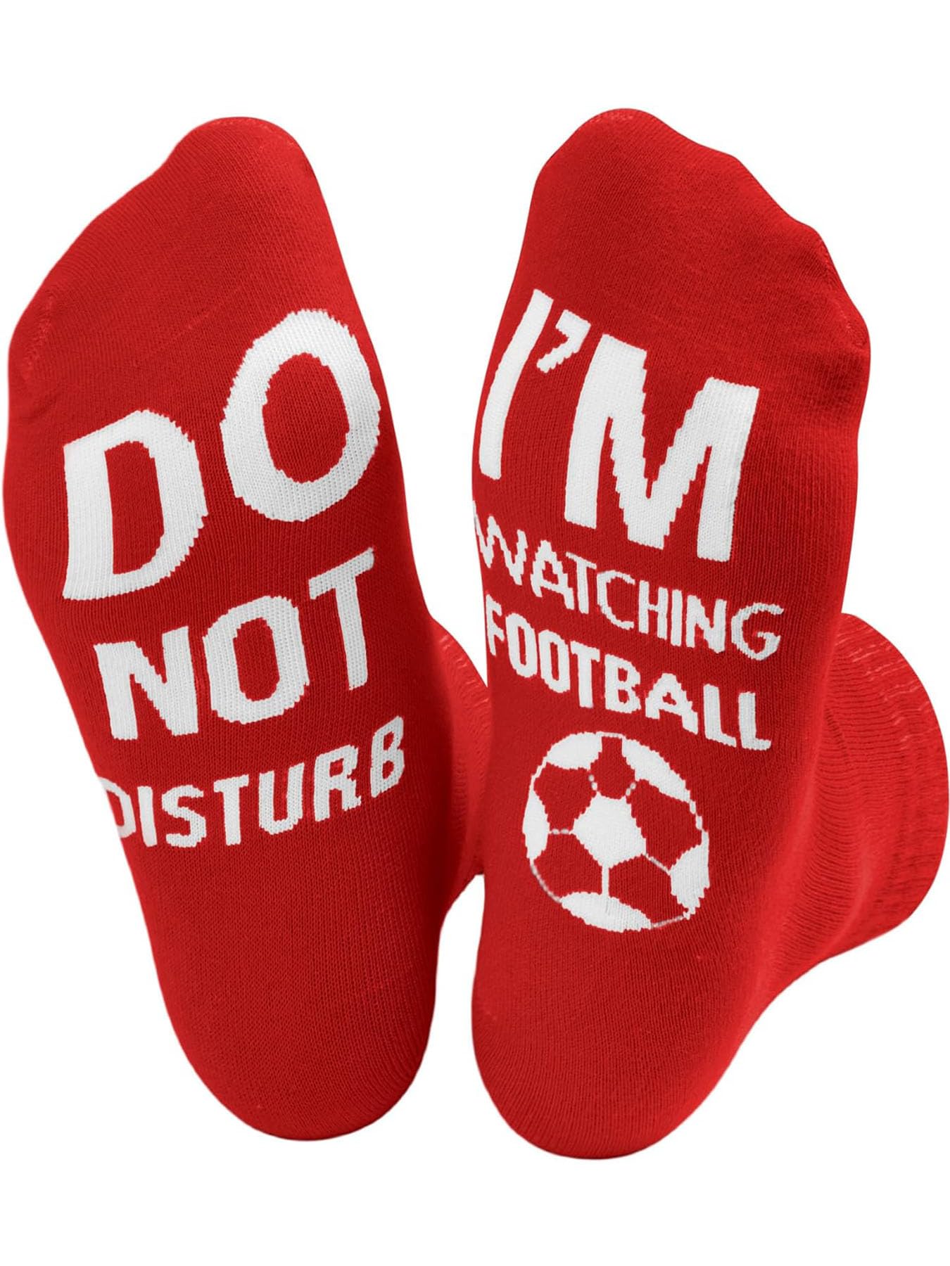 SoulQool Do Not Disturb I'm Watching Football Socks Letter Printed Funny Novelty Sayings Knitted Crew Socks Football Gifts (Red)