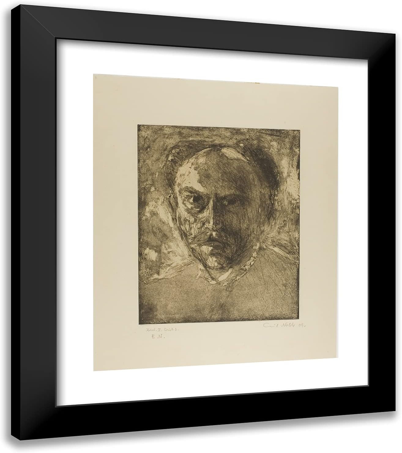 ArtDirect Emil Nolde 20x23 Black Modern Framed and Double Matted Art Print Titled Self-Portrait