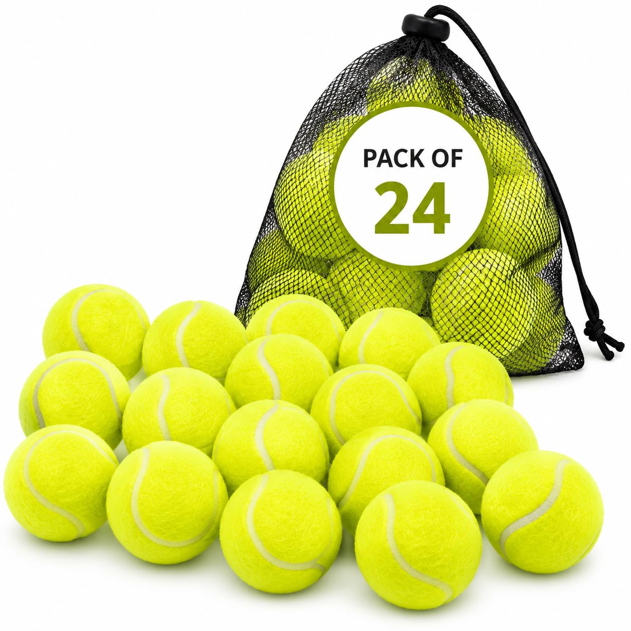 FR Enterprises Pack of 24 Durable Dog Tennis Balls – Non-Toxic, Chew-Resistant, Bouncy Fetch Toy for Small, Medium & Large Dogs – Interactive Training & Play Ball – Safe & Long-Lasting Pet Toy