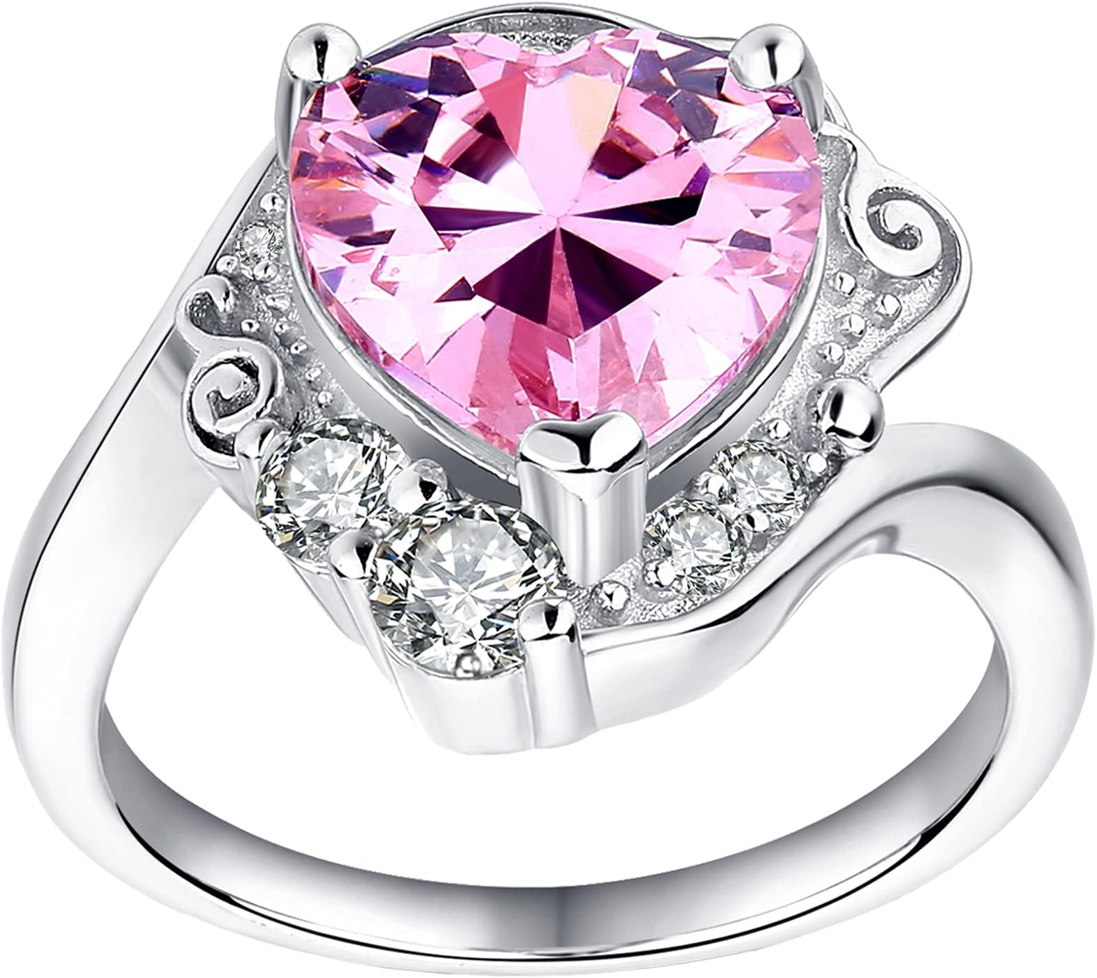 Usagi Serenity 25th Anniversary Women Sterling 925 Silver Pink Lover Heart Princess Engagement Ring