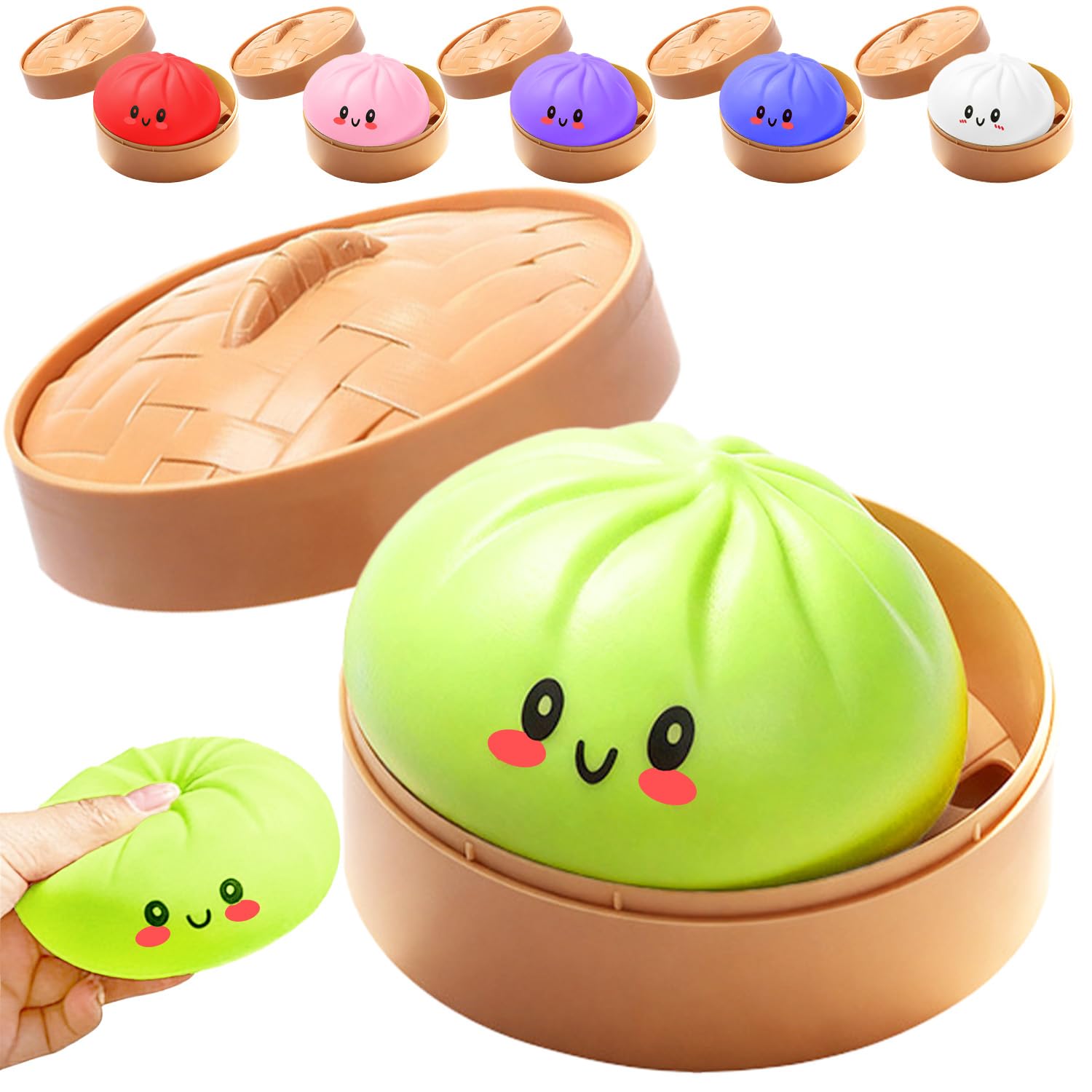 Dumpling Squishies Toy,Glitter Mystery Squishy Dumpling Box,Colorful Dumplings Stress Fidget Toys,Soft Anxiety Relief Sensory Squeeze for Toddler,Boys,Easter Basket Stuffers for Kids(Glitter Clear) — view 7