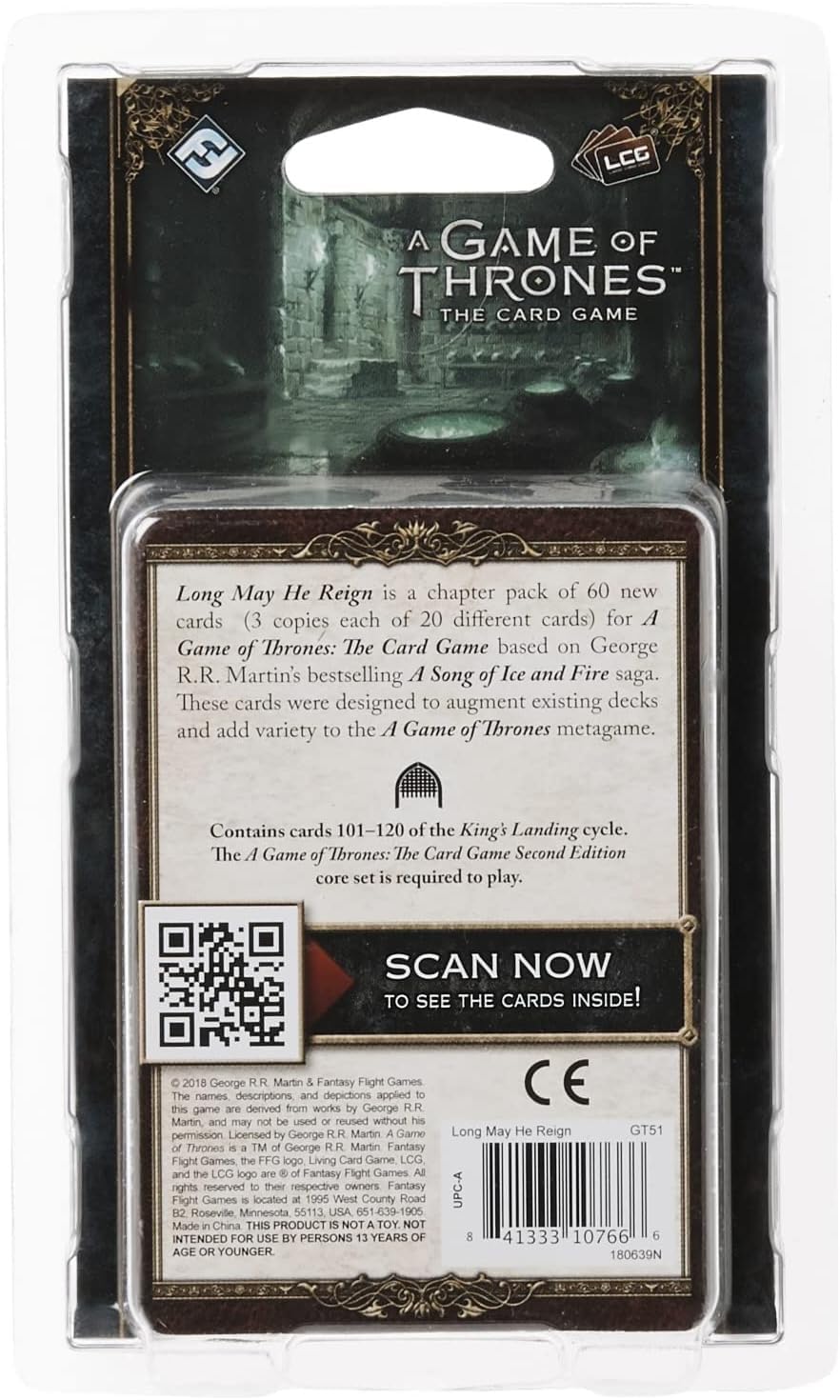 Fantasy Flight Games A Game of Thrones LCG 2nd Edition: Long May He Reign Expansion - Ages 14+, 2-4 Players, 60 Minute Playtime, Made