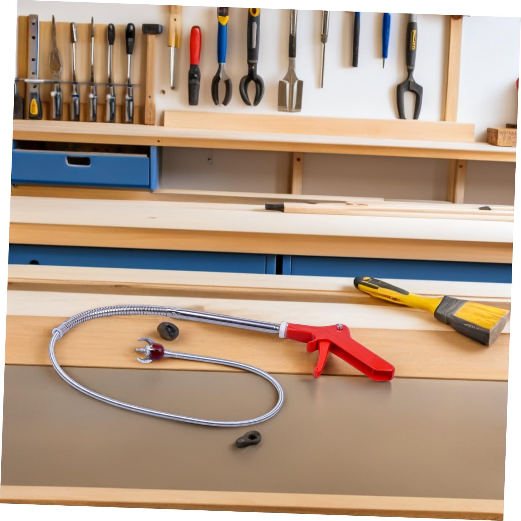 SECFOU Outil Déboucheur de Canalisation 130cm en Acier Inoxydable 4 Griffes pour Nettoyage et Débouchage des Éviers et Toilettes Cuisine