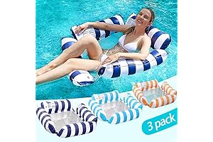 Durable Pool Floats for Adults: 3 Pack Inflatable Pool Chair Float, Water Hammock Lounge Chair