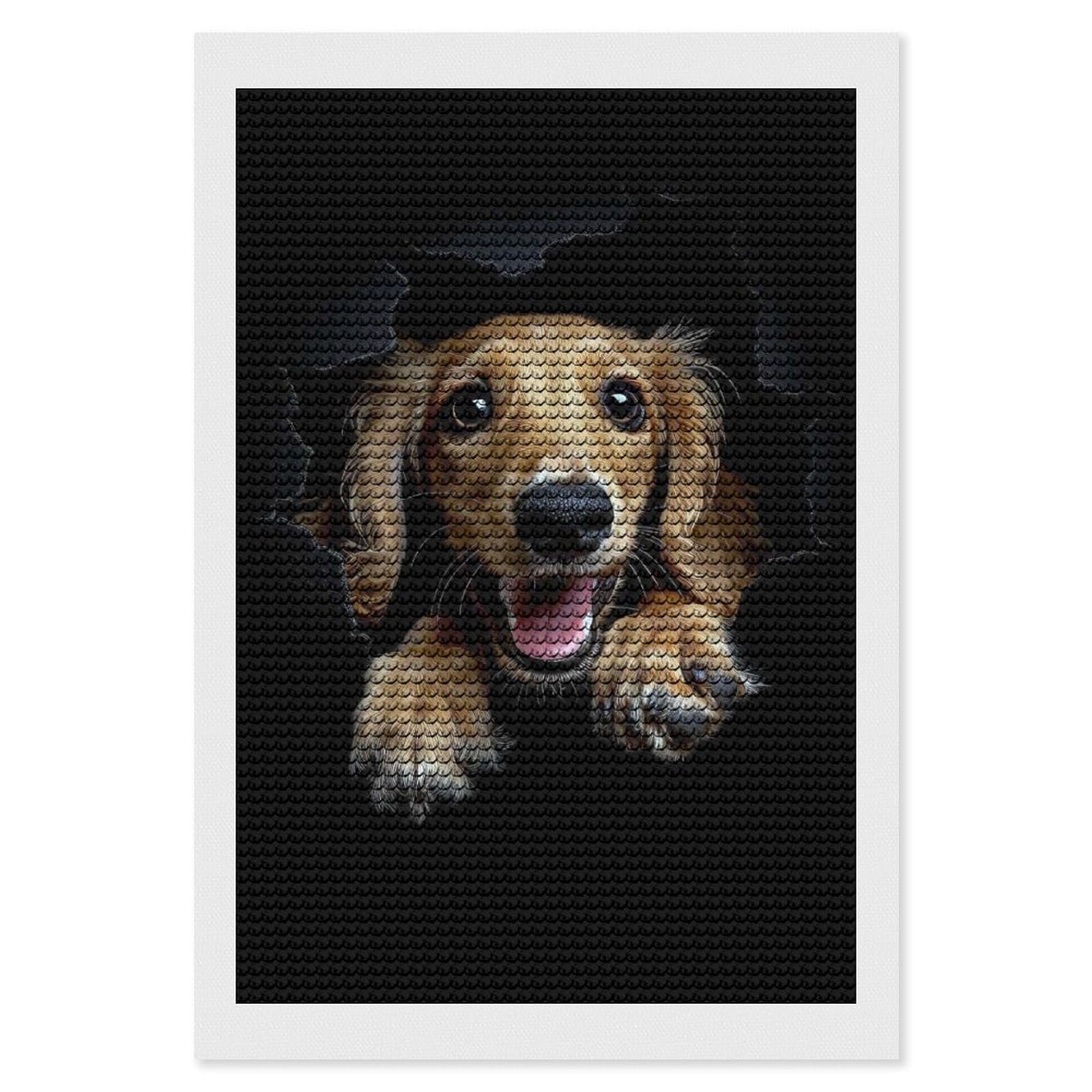 Junmoney Saluki DIY Diamond Art Canvas Kit 8"x12", Adhesive Canvas, Easy to Enjoy, Farmhouse Decor, Festive Craft Gift