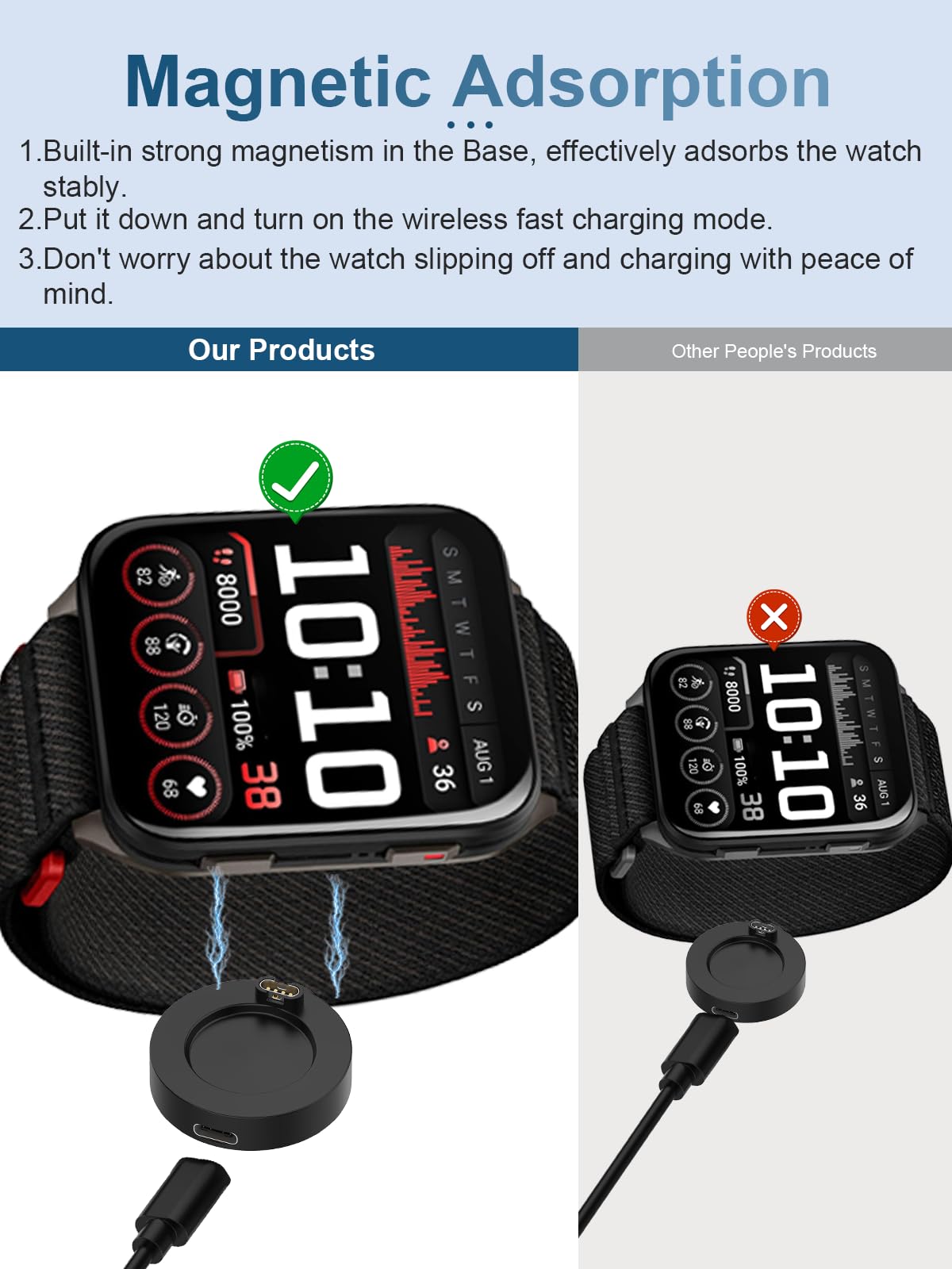 Magnetyczna podstawa ładująca do Garmin Venu X1/ Garmin Forerunner 570/Garmin Forerunner 970 (łącznie z 1 kablem do ładowania), stabilny adapter do ładowania yystao typu C