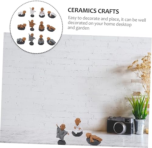 Miniatura 4 de ARTIBETTER Adorno de paisaje monje para decoración al aire libre, escultura de cristal, decoración de miniture, accesorios para tablero de