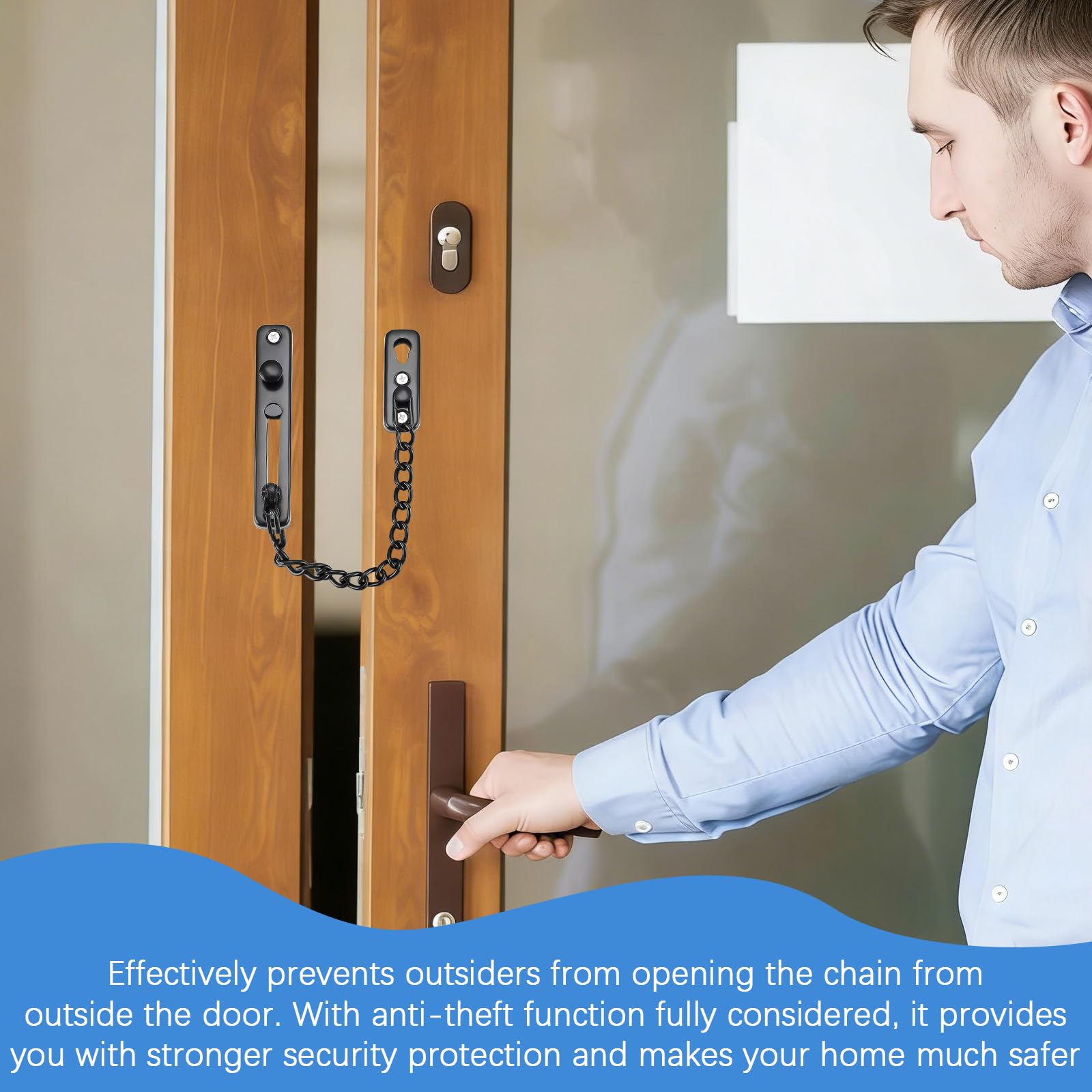 Catena di Sicurezza per Porta in Acciaio Inossidabile, 2 Pezzi, con Viti per Installazione, Resistente e Facile da Usare per Porte in Legno e Metallo, Ideale per Sicurezza Casa e Hotel