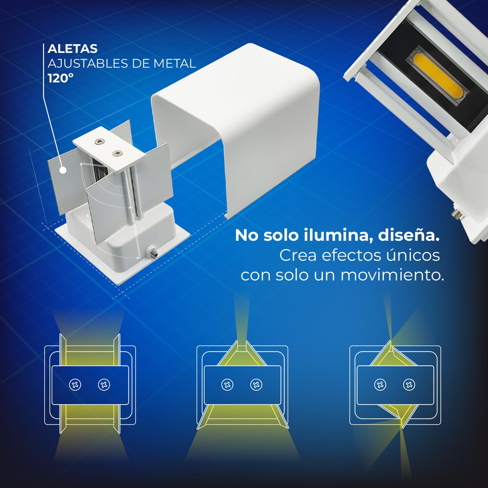 LED ATOMANT 4x Aplique LED Pared Cubo Blanco 14W Color Luz Calida IP54