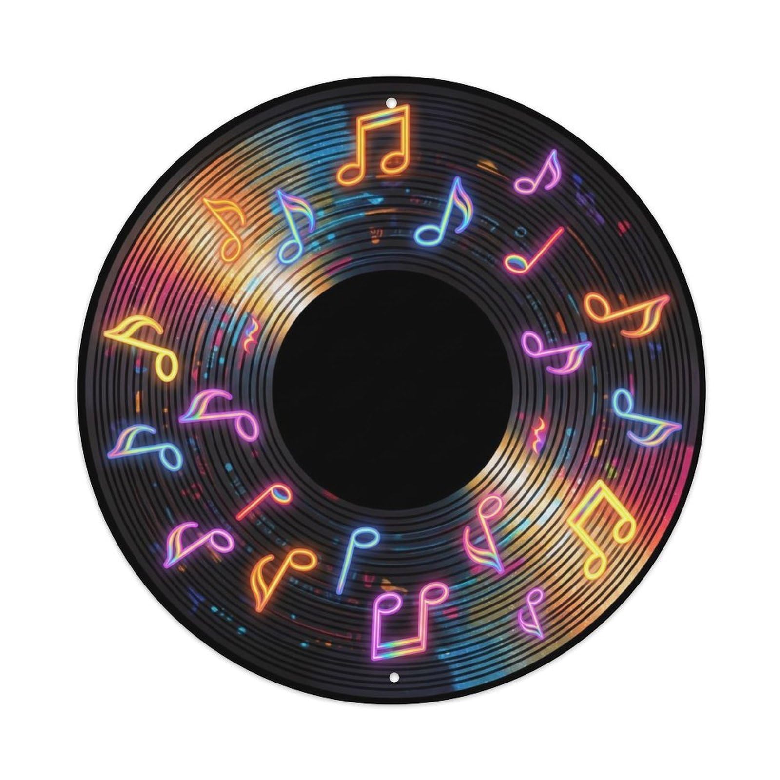 Colorful Music Vinyl Records Shimmer Bright Glow Metal Tin Sign