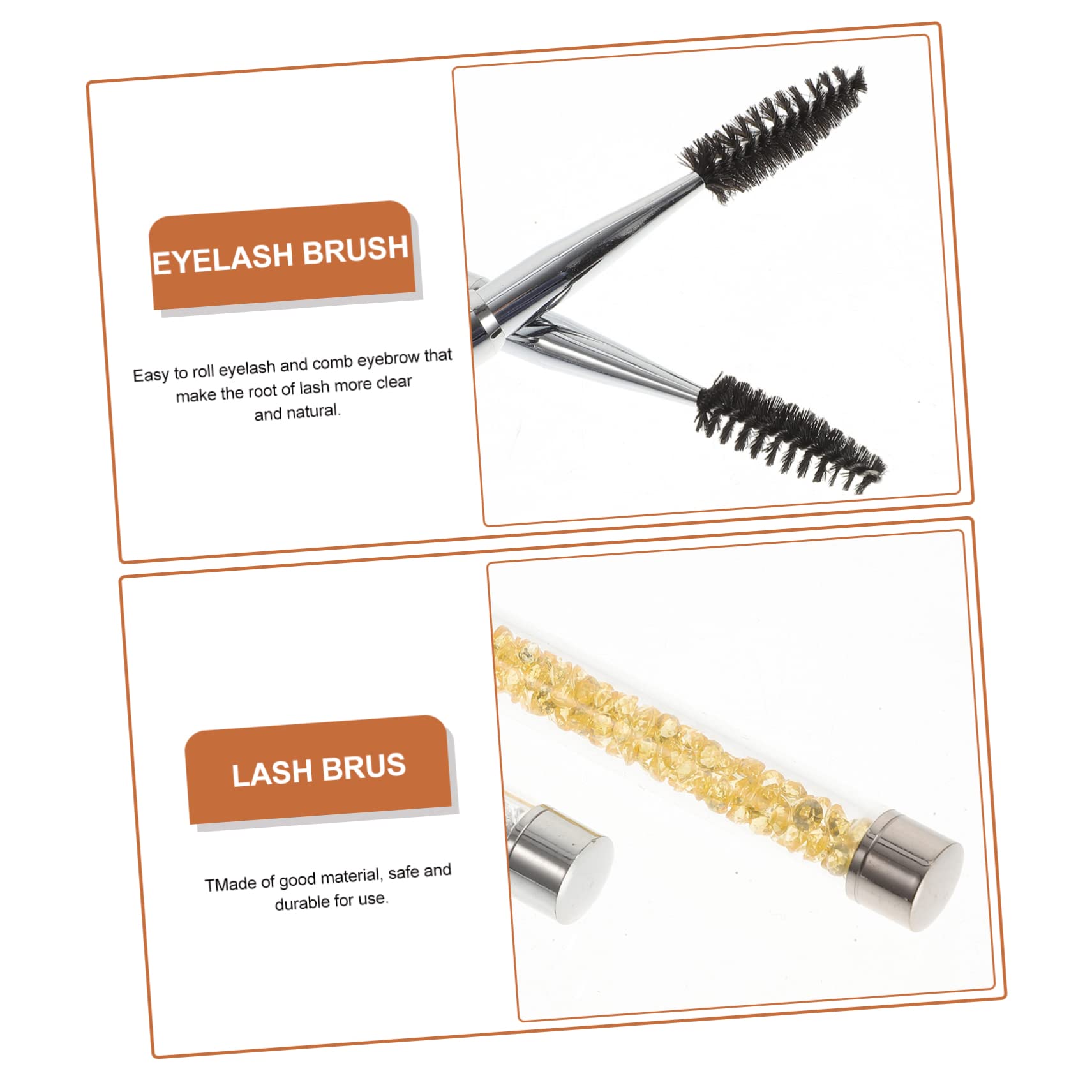 Mikinona 2pcs Natural Finish Eyelash Brush Mascara Wand for Extensions Brow Spoolie Brush
