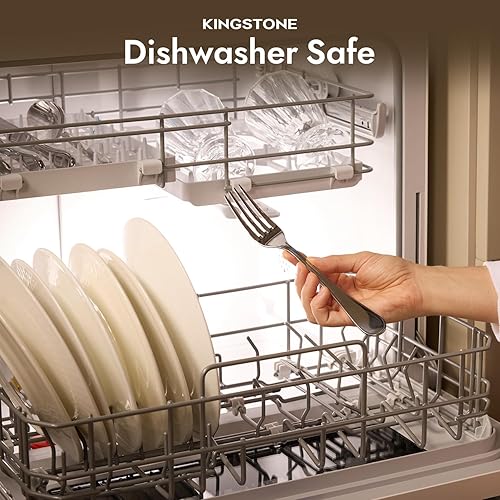 Miniatura 7 de KINGSTONE Juego de cubiertos de lágrima de 20 piezas para 4, juego de cubiertos de acero inoxidable 1810, juego de cubiertos de diseño moderno para